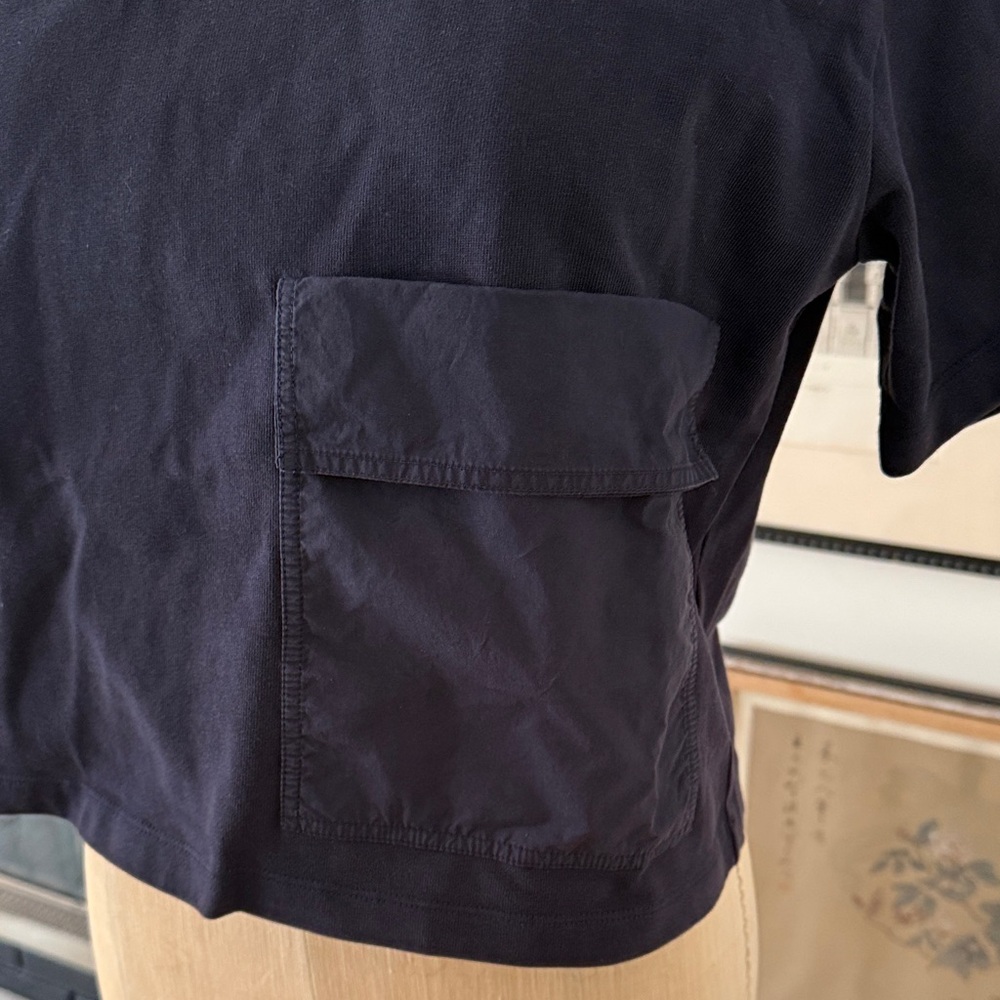 COS navy blue Cropped T-Shirt with Pocket - Picture 5 of 6